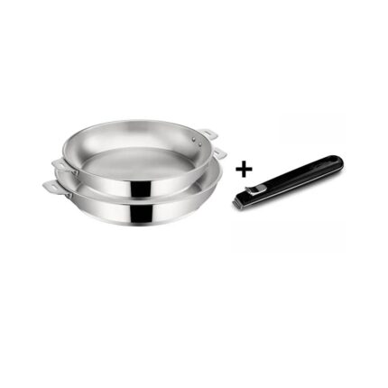 Set de 2 poêles Acier inoxydable 24 et 28 cm Salvaspazio+ Lagostina Acier inoxydable